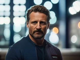 photo of a man, weightless state, (dark blue:1. 4) color, approaching a space station, 8k, insane details, photorealistic, sky, stars, space visible, Earth from space, awesome composition, spaceship design, dark blue color, approaching a space station, 8k, insane details, Matthias Schoenaerts