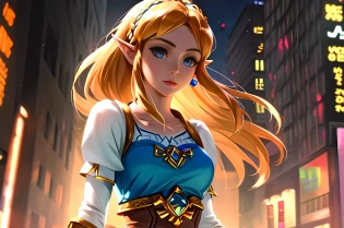 (full body shot of princess zelda walking in urban center), masterpiece art, stunning visuals, cinematic lighting, ultra quality, ultra detailed, ultra resolution, (beautiful eyes:1. 2), depth of field, ((stunning face:1. 2)), masterpiece, highly detailed clothes, highly detailed body, perfect anatomy, ((perfect eyes)), symmetrical, (perfect face:1. 2)