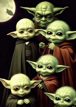 a Grogu, a baby yoda, Nosferatu A Symphony of Horror, by artificial nightmares