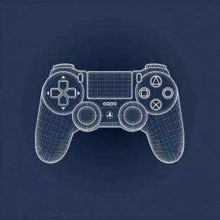 game controller iconic logo vector, in the style of minimalist sculpture, dark gray and navy, precise perspective, base prompt only, engineering/construction and design, tactile, henry moore --q 2 --v 5