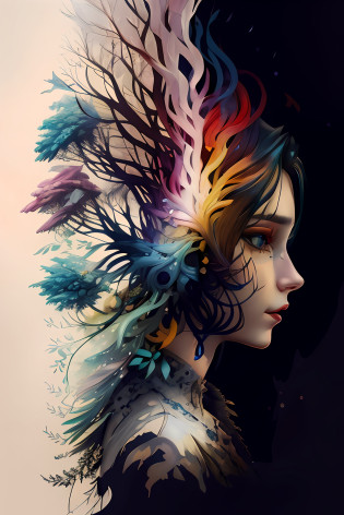 pintura de uma mulher com um cocar colorido e penas, Bela arte UHD 4K, a beautiful artwork illustration, stunning digital illustration, lindo arte digital, bela arte digital, bela arte digital, Pintura digital intrincada, Arte digital altamente detalhada em 4k, arte digital muito bonita, beautiful illustration digital, linda arte digital linda, exquisite digital illustration, arte digital impressionante