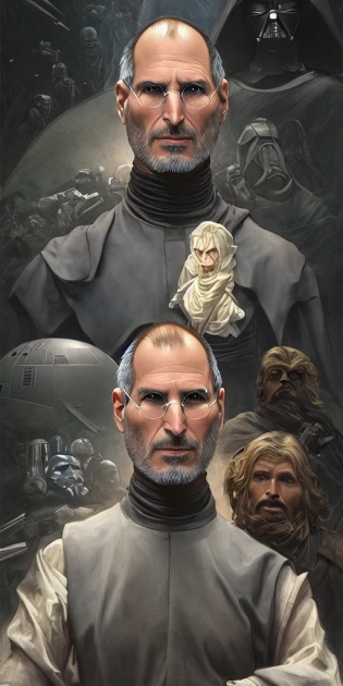 Steve Jobs Star Wars movie character, highly detailed, digital fantasy character, painted portrait, artstation, concept art, hard focus, illustrations, works by artgerm and Greg Rutkowski, Alphonse Mucha and Craig Mullins, James Jean, Andrey Ryabovichev, Mark Simonetti and Peter Morbacher, 16k,