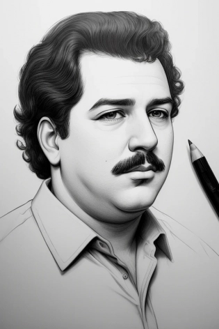 A potrait of pablo escobar sketch drawn to paper| centered| intricate| highly detailed| breathtaking beauty| precise lineart| vibrant| comprehensive cinematic| Charles Dana Gibson, 8k, hdr, vice city