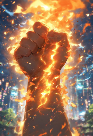Arm with fire?Water arm?Grass arm?The arm elements of electricity are distributed in various directions, game case,Game art, collectible card art, full subject shown in photo, designed for cozy aesthetics!full art illustration, fluffy ebay product, full art, !!Highly detailed!!