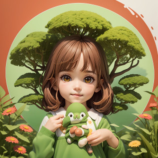 The whole poster uses white as the base color, making the poster brighter and more concise. In the center of the poster, place a cute little child who is smiling and looking ahead. The child is surrounded by elements of plants and small animals, which highlight environmental awareness. Behind the child, the poster reads 