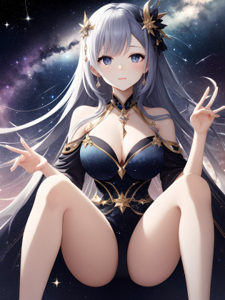In this vast cosmic starry sky?A fair, beautiful woman with big breasts suspended among the bright stars?Her figure is like a goddess in the universe?Dance the seduction?Countless stars revolved around her?Her long hair is as beautiful as the Milky Way?Meander through the stars?Reflect the stars around you?Her hand reached between her legs?White liquid gushes between the legs

Her eyes flashed with endless wisdom?It was as if the mystery of the universe was seen by her??Her hand gently brushed over the stars?Use her power to breathe life and hope into this starry sky?Her beauty is like a shining star in the starry sky?Intoxicating?It's heart-warming?

In this mysterious starry sky?She was like a loving mother?Her love and pampering are everywhere?Her singing echoed in the endless void?Like the sounds of nature?Convey love and hope?Her appearance?This makes this universe more colorful?Become the faith and yearning in the hearts of countless sentient beings?

In this vast cosmic starry sky?This mysterious woman is like a sparkling pearl?Her beauty and power span time and space?Become the most moving legend in this starry sky?