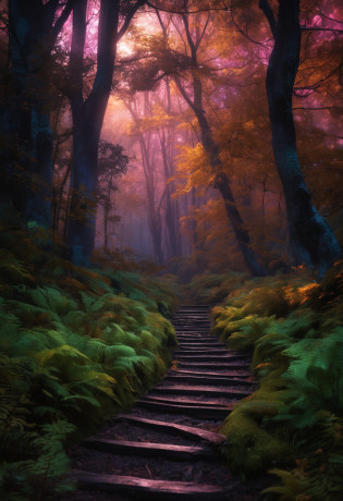 painting of a path in a forest with a path leading through it, dark forest, fairytale forest, magical fantasy forest, fantasy forest, dark forest, black forest, dark colors and atmosphere, magic forest, forest ray shadow light, marc adamus, really beautiful forest, backround magic forest