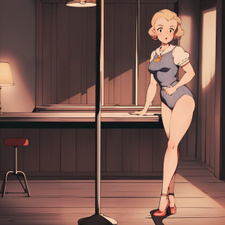 Betty full body (1940s style, sailor suit, high detail: 1.3), (high detail face: 1.8), (1940s pompadour: 1.3), (slim body, small breasts, small hips: 1.5), ( Leaning on the bar: 1.5), (background inside a dark, old 1940s big band bar: 1.4), (soft studio lighting, volumetric shadows), JCH Street Pan, ISO 100