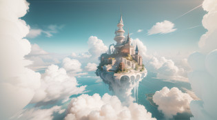 masterpiece,best quality, RAW photo,subject,8k uhd,dslr,soft lighting,high quality,film grain,Fujifilm XT3, Very luxurious sky city?daylight,outdoors,light and shadow,reflection,Wide-angle lens,concrete,Small building,fantasy building, Building on clouds,architecture in the air, there is a building that is in the sky,dreamlike surrealism,lie on white clouds fairyland,dreams invading mundane spaces,dreamy illustration,floating island in the sky,surreal 3 d render,floating city on clouds,heaven in the top,on clouds,cloud palace,floating lands in-clouds,dreamy clouds,floating in the sky,