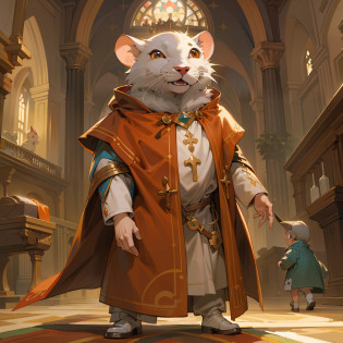 um rato camundongo um rato fofo usando roupas de papa uma art para rpg game art stuart little usando roupas de papa em uma igreja medieval
