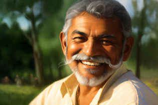 Smiling man with white beard and mustache, Smiling man, brown skin man with a giant grin, smiling male, portrait photo of an old man, 7 0 mm portrait, Smiling portrait, photo of a man, a photo of a man, Laughing man, joyful expressions, portrait of a old, 60mm portrait, close - up portrait shot?Age wrinkles?concept-art?Oil painting?Moody gray?Tenacity style style Alexei Savlasov?Ivan Shishkin?Ilya Repin??Card retouching?1.2??2d??oil painted?1.2?highly  detailed
