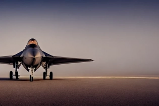 f22 fighter parked on tarmac runway in fog, desert background, night time, soft diffused lighting, photo realistic, full frame, hyper detailed, wallpaper, cinema lighting, 8k, symmetrical, cantered, bloom effects