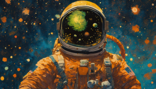 [(Edouard Vuillard portrait painting of an astronaut floating in outer space:0.8)|(Cosmic dreamlike bioluminescent nebula by teamLab:1.2)|(Retro nostalgic storybook style of Charles Wysocki:0.9)]