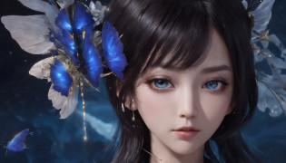 Fantastic Stage,Night, Dark, (Fantasy),infinite,deep blue sky,The abyss of knowledge,Cowledge,((masutepiece)), (((Best Quality))),((Beautiful fine eyes)),(Eye lashes)?Crystal Shards?Realistic clouds?Very beautiful face?The ultra -The high-definition?Girl singing with microphone?(???1?)?Black hair?The long-haired?abyss eyes?glowy skin?oils?small tits?Perfect human body structure??Teenchi?Super delicate CG Unity 32k wallpaper?photoRealstic??masterpiece, ((ultra-detailliert)), ((illustratio)),colourfull,wall-paper,The energy,Unknown terror,Incomprehensible,Boken,Flying pages,Know everything,Predict the future?Get to know the past?Infinite wisdom?blue flames