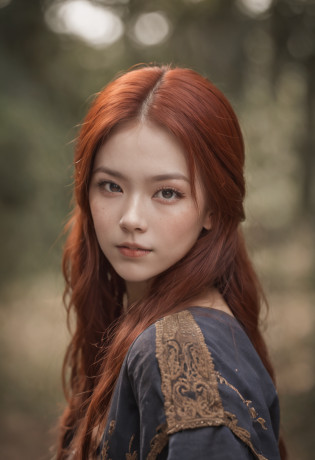 teens girl?redheadwear?Blue pupil?Be red in the face?Asian people?quadratic element?sci-fy?sportrait