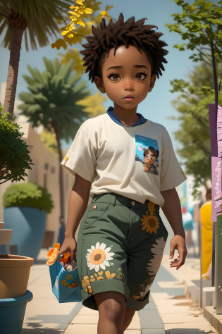 A closeup of a child with black skin:1, brown fur headphones walking down a sidewalk, desenhos animados realistas, estilo dos desenhos animados, personagem bonito dos desenhos animados, painting digital adorable, arte conceitual do menino solteiro, personagem de desenho animado, in style of disney animation, Cartoon style illustration, estilo de arte dos desenhos animados, animation film, estilo bonito dos desenhos animados, animated film, Arte infantil em Artstation, arte dos desenhos animados, in cartoon style, animation character ........3d
