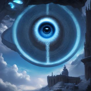 There is an image of a person standing in the snow, O Olho de Deus Rah, 3rd eye, third - eye visions, digital visionary art, mystic eye, o olho de deus, mystical third eye, visuais de outro mundo, canalizando a energia do terceiro olho, visionary art, terceiro olho, arte surreal, all - seeing eye, Vision of the eyes of the gods