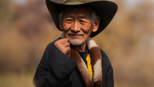 There is a close-up of an Asian man wearing a hat and fur collar, A farmer, 100-year-old, Sweaty face?Light farmland background?dishevled hair?Irregular beard?The face is full of irregular deep wrinkles?bronze skin?Bark-like rough skin?Age spots?asian man, Exaggerated artistic photos?Cinematic?Wise old man, old man portrait, Old man, portrait photo of an old man, ultra detailed portrait, portrait of a old, looking old, portrait of a old, a old man, Detailed portrait, Smiling man, peaceful expression, Portrait shooting, man asian?primitive?the mock turtle?Nikon Z 14mm ultra wide angle lens?award-winning glamour photograph???Best Quority?????a masterpiece of?????realisticlying???skin pore?Sub-surface scattering?radiant light rays?A high resolution?detailedfacialfeatures?High Details?Sharp focus?smoothy?aestheticly pleasing?extremely detailed nipple??Very detailed eyes?Very detailed iris??Extremely detailed hair?Extremely detailed skin?Extremely detailed clothes?rendering by octane?realisticlying?realisticlying?Post-processing?max detail? realistic shaded? Roughness? Naturally rough skin texture? reallife? super reality? photorealistc? photography of? 8K  UHD? photography of? hdr?OC renderer? intrikate? highly detaile? Sharp focus?? ?a masterpiece of?1.2? Best quality1?1? hyper-detailing?1.2? Best Shadow? 8K?1.1??highcontrast? ?lighting perfect?1.2?Complicated details?Depth of field U HD, ??, Textured skin, Super detail, High details, High quality, Award-Awarded, Best quality, A high resolution, HD, 8K?surrealism, High detail, hyperphotorealism, Verism?Chiaroscuro, Depth of field, Cinematic lighting, Ray tracing, Nipple shadow?White hair, Short hair, messy hairtokin hat?Moles under eyes, half-closed eye, vacant eyes, Bloodshot eyes, sanpaku?Facial hair, fingersmile, mouth hold, Closed mouth, Serious, Nervous, lonely, Contemplative, Worried, tired?pov fpov, Close-up