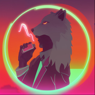 Imagem de um homem de terno falando ao celular, an anthropomorphic wolf, an anthropomorphic cyberpunk fox, Arte no estilo de Joshy Sly, inspirado em Wolf Huber, anthropomorphic wolf, anthropomorphic wolf male, anthropomorphic coyote male, ( ( ( Synthwave ) ) )