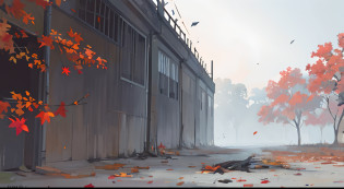 July Fall?funereal?Dead leaves drift?Bleak and desolate