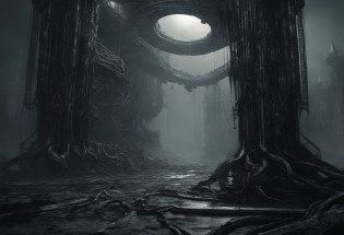 (best quality,4k,highres,masterpiece:1.2),ultra-detailed,realistic,mechanical biomorphism,horrifying,elaborate horror art,detailed grotesque forms,nightmarish imagery,macabre machine-like organisms,hyperrealistic cybernetic creatures,dark surrealism, quantized space,digital painting art,ominous atmosphere,ominous lighting,ominous colors,creeping darkness,shadows and highlights dance on the intricate textures,industrial decay and ruin,menacing mechanical tendrils,monumental structures dissolving into abstract patterns,nightmarish landscapes,interdimensional portal,unfathomable depths,mysterious fog,otherworldly dimensions,ominous aura,forbidding silence,haunting presence,ominous depths of the quantum realm.