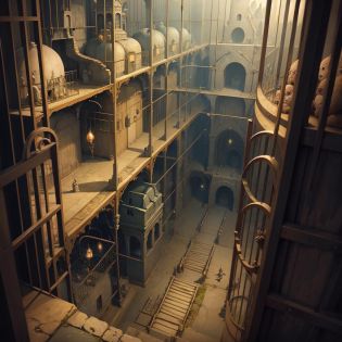 <lora:kLabyrinth:.5> kLabyrinth, prison, many cages