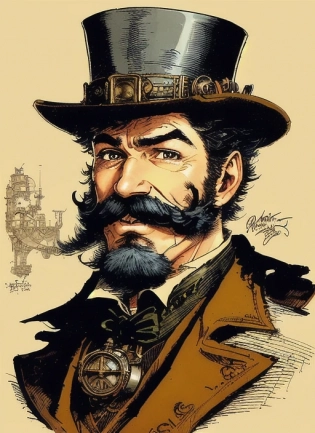 Steampunk Portrait of Phileas Fogg