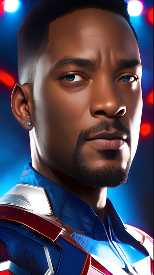. . Tarantino style Will Smith as Captain America 8k, HD, face detail, face detail, eye detail, suit detail, Marvel and DC style, ultra-realistic, + cinema lens + dynamic composition, incredible detail, sharpening, detail + superb detail + night of lights + perfectionism + award-winning realism ((moody lights))