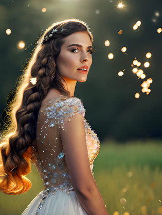 (Masterpiece) A photorealistc portraif of a stunningly beautiful and extremely happy woman dressed as a bride, throwing her bouquet of flowers up to the air, standing on a field of fireflies, mirrors, photograph, wonder, amazement, night, cinematic lighting, empty wonder, amazement, cinematic, 8k, evening, --no back view, empty, stock photo, movie still, cinematic lighting. photograph photograph, in the style of Martin Schoeller, detailed symmetric realistic face, extremely detailed natural texture, peach fuzz, long hair, masterpiece, absurdres, nikon d850 film stock photograph, kodak portra 400 camera f1.6 lens, extremely detailed, amazing, fine detail, rich colors, hyper realistic lifelike texture, dramatic lighting, unrealengine, trending on artstation, cinestill 800 tungsten, looking at the viewer, photo realistic, RAW photo, TanvirTamim, high quality, highres, sharp focus, extremely detailed, cinematic lighting, 8k uhd,-imagine-