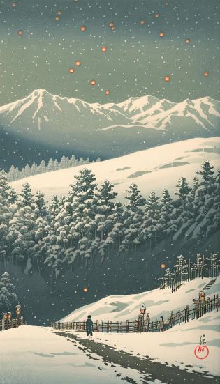 <lora:Ukiyo-e:0.65>, ukiyo-e, A mountain path illuminated by lanterns on a snowy day, winding through a serene winter landscape.
Best quality, masterpiece, official art
