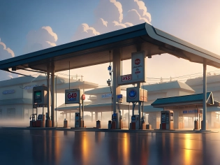a highly detailed matte painting of a single gas station with a sign in the fog by studio ghibli, makoto shinkai, by artgerm, by wlop, by greg rutkowski, volumetric lighting, octane render, 4 k resolution, trending on artstation, masterpiece