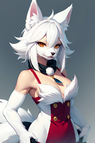 There is a white scribe-northern fox-arctic fox with a bandana on his head, furry character, furry body, Furry art!!!, Furry anime, furry character portrait, white fox anime, Furry art, fluffy chest, Anthropomorphic furry art, furry digital art, furry fursona, very very beautiful furry art, furry fantasy art, fluffy chest, Fursona in stylish clothes