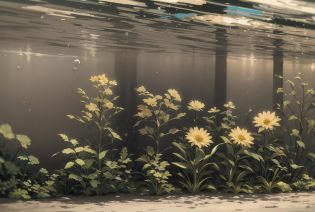 different flower, blue bubble,purple flowers,yellow sun flower,underwater, no humans, , ocean  <lora:flowersea:0.75>