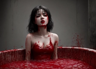 blood bath, woman, high definition, detailed