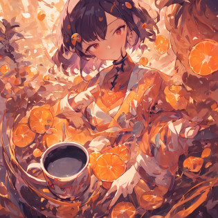 Champion coffee?Illustration design?Hexagonal elements?Yunnan elements?Coffee elements?violaceaess /The orange/Purple Portuguese /Citrus/ black tea?Oil painting style