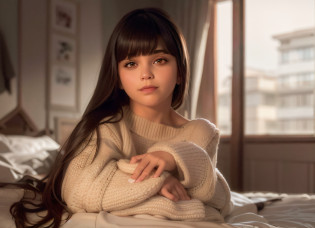 There's a young woman sitting on a bed with a blanket, menina jovem bonito, lindo modelo jovem, menina jovem bonita, menina com cabelo castanho, bonito bonito, menina bonita, menina bonito, lindo bonito, modelo bonito da menina, menina muito bonita, menina modelo bonita, Anna Nikonova aka Newmilky, ? retrato da menina, Taran Dasha