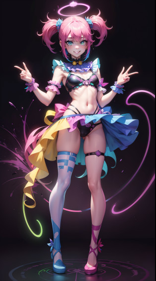 8K high image quality,Cat personification?One Male Clown?twinks?his?Vivid colors?Clown makeup?A sad but smiling expression?Teardrop Makeup?Clear facial expressions?Crisp solid lines?Vibrant colors with lines?Sauce order?Vivid color shadows?Vivid color highlights?Brightly colored conductors?acrobatic pose?Cool Face?Head to toe?full body Esbian?Brightly colored aura?Vivid color flow lines?Bright color halo?mandalas?psychedelic?Neon Street?cyberpunked?punk?natta?ciber?Vivid Color?Theme color is magenta?cian
