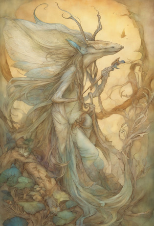 a drawing of a creature with a long nose and a long tail, concept art inspired by Brian Froud, tumblr, art nouveau, brian froud style, brian froud juan gimenez, style of jean baptiste monge, monge jean-baptiste monge, jean - baptiste monge, jean baptiste monge, tony diterlizzi and brian froud