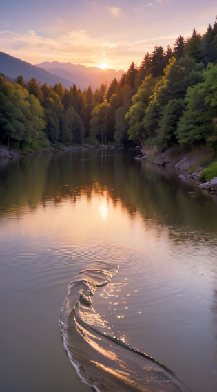 Imagine a stunning landscape at dusk, with serene, calm rivers reflecting the vibrant colors of the sunset. The sky is painted in shades of orange, pink and purple, creating a celestial spectacle. The waters flow gently, forming a backdrop of peace and tranquility.

In this landscape, you feel God's presence in a deep and comforting way. Rivers symbolize life and purification, and God's presence is felt in the flowing waters. It is as if the divine presence itself is present in every drop of water, bringing life, healing, and spiritual renewal.

The magnificent beauty of the sunset reflected in the waters of the rivers is a testament to divine grandeur and power. It reminds us of the creativity of God, who paints the sky with the most beautiful colors and transforms the landscape into a true spectacle. It is a scene that invites us to contemplate divine art, to marvel at its grandeur and to connect with the Sacred.

Moreover, the calm and serenity of the rivers invite us to a deeper communion with God. The softness of the waters and the tranquility of the environment allow us to feel His presence and hear His voice in the midst of silence. It is a sacred time to connect with the divine, to find inner peace, and to strengthen faith.

In this landscape of the sunset with the presence of God in the rivers, we can feel the love, peace and spiritual renewal that He offers us. It is a time to give thanks for God's creation, to find comfort, and to be reminded that God is always present, guiding and blessing us on our journey. --auto