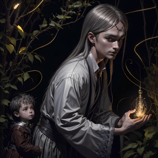 Masterpiece, best quality, MTSpider V4, (((1 young innocent boy)), HDR, very detailed eyes and face, goth, solo, white skin, long hair, beads, japanese clothes, white kimono, silk, stone, forest, northern lights, spider silk, (glowing metal objects hovering in the air and encircling him: 1.2), (arcs and sparks: 1.2), (energy flow: 1.2), (translucent magnetic field lines: 1.2), (gold, silver gray and shimmering light effects: 1.2), horror art, fear, unified 8k wallpapers, ultra-detailed, beautiful and aesthetic, masterpiece, the best quality, deep and rich black shadows, mother earth, smiles, enchanting whimsical fantasy forest background, happiness, enchanting atmosphere, very detailed, dynamic angles, cowboyshot, most beautiful chaotic forms, elegance, fauvist design, bright colors, romanticism, by James Jean, Robbie Devi Antonio, Ross Tran, Francis Bacon, Michal Mlaz, Adrian Ganey, Petra Corright, Gerhard Richter, Takashi Yamamoto, Ashley Wood, Atmospheric