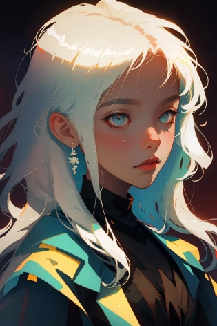 The perfect masterpiece, Highest quality, Perfect artwork, 8K, Upper Body Lens, front portrait, Delicate face, Face Close-up, Watching the audience, Mermaid Girl, white hair, Red background, Digital Art, plane illustrations, colorful illustration, minimalist style, anime cartoon style, <lora:anime_minimalist_v1:0. 5>, <lora:LowRA:0. 3>,