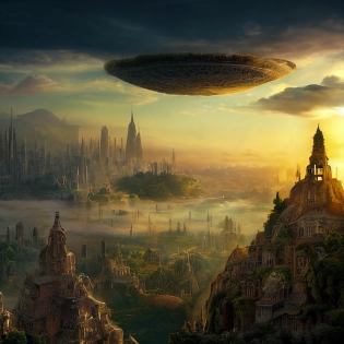 A photograph of an ancient city floating in the sky with gravity-defying architecture and lush hanging gardens, nestled among billowing clouds, photorealistic, ultra-detailed, 8k, showcasing the dreamlike grandeur and majesty of an impossible metropolis