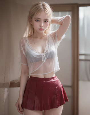 (Balleyt's red uniform is wet), (blouse is wet), (clothes are wet))))), (clothes with water)), ((clothes that get wet and stick to the skin)), ((skirt is wet)), ((wet shiny skin)), ((face is wet)), ((wet hair clings to the face and shoulders)), water droplets, golden hair is wet, hair is disheveled, One 25 year old adult woman, full body, ballet, infirmary bed, white underwear, panchira, golden hair wet, (realistic, RAW photo, best quality, masterpiece: 1.2), photoreal: 1.37), UHD, 16k, high resolution, masterpiece