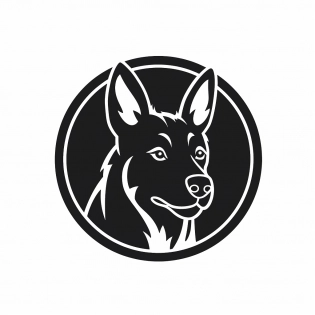 iconic logo of dog, black vector, on white background --v 5
