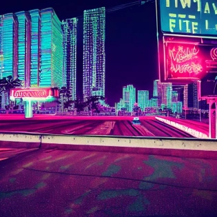 lofi hiphop vaporwave late night highway vibe photoreal intricate detail