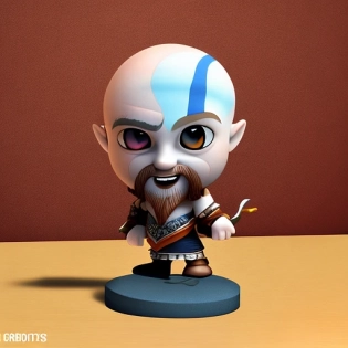 Chibi Kratos figurine, modern Disney style