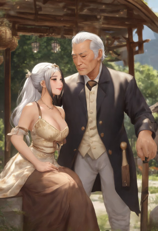 ((Top Quality, Masterpiece: 1.3, best details)) 1 old man and Marin Kitagawa, Marin Kitagawa from 