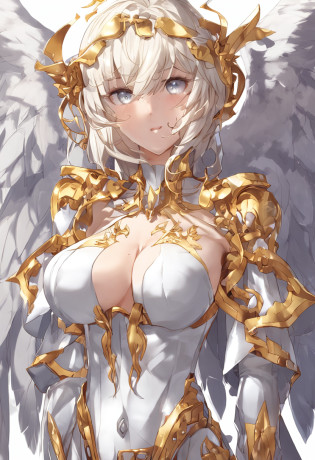 (Daisaku), (Need), (Super meticulous), (full bodyesbian: 1.2), (soio), two twins with breasts, one blonde and the other with white hair dressed in angel costumes and have beautiful white wings