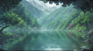 Hot springs, heat, water vapor, waterfalls, ancient Chinese times, jungles, lakes, caves, trees, meadows, night (illustration: 1.0), epic composition, realistic lighting, HD details, masterpieces, best quality, (very detailed CG unified 8k wallpaper)