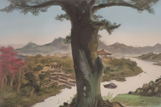 This is a pillar-shaped three-layer cultivation world?The first layer is the core of this world?It is surrounded by a bizarre shaped tree?There are palaces, pavilions, rivers and islands?The river is a colorful island and there are also many buildings?